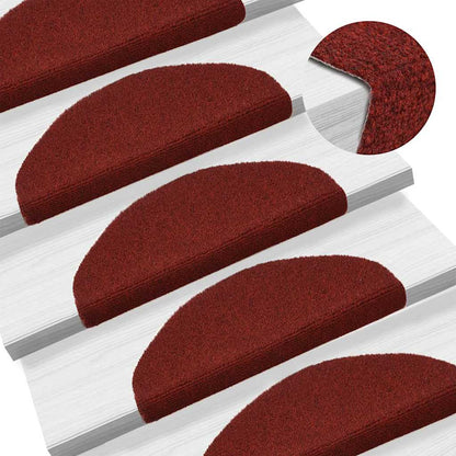 Stair Mats Self-adhesive 5 pcs 65x21x4 cm Bordeaux Red Half Round Large