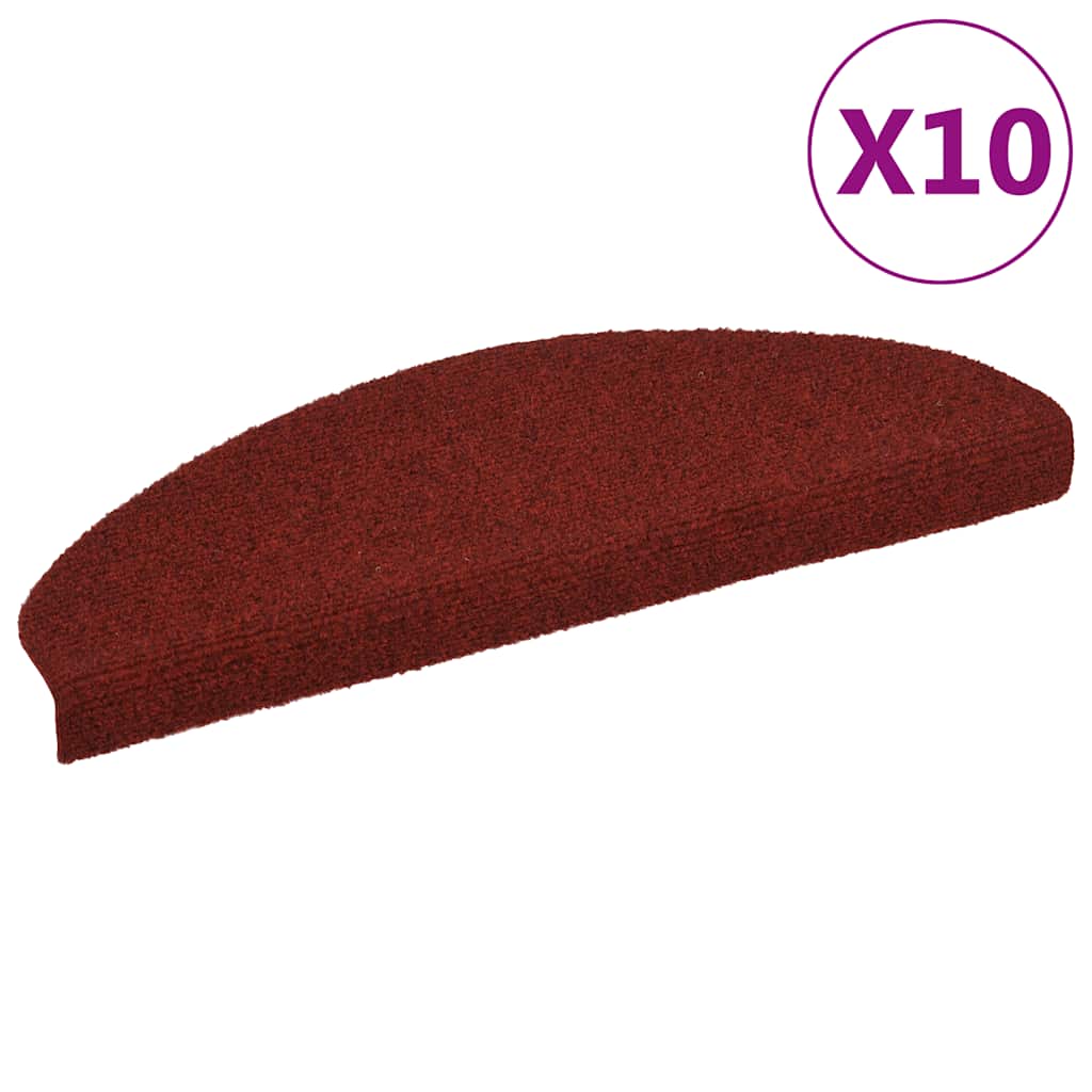 Stair Mats Self-adhesive 10 pcs 65x21x4 cm Bordeaux Red Half Round Large