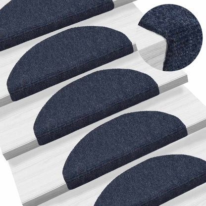 Stair Mats Self-adhesive 10 pcs 65x21x4 cm Blue Half Round Large