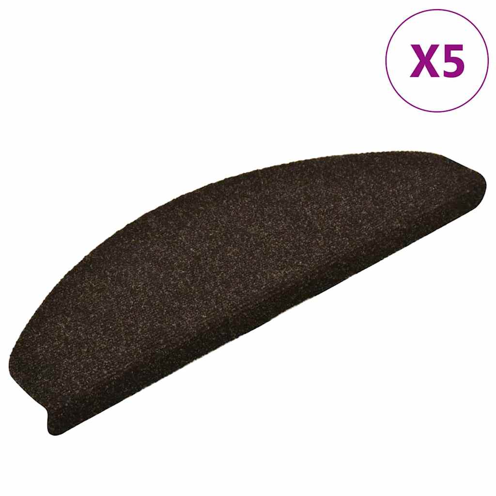 Stair Mats Self-adhesive 5 pcs 65x21x4 cm Dark Brown Half Round Large