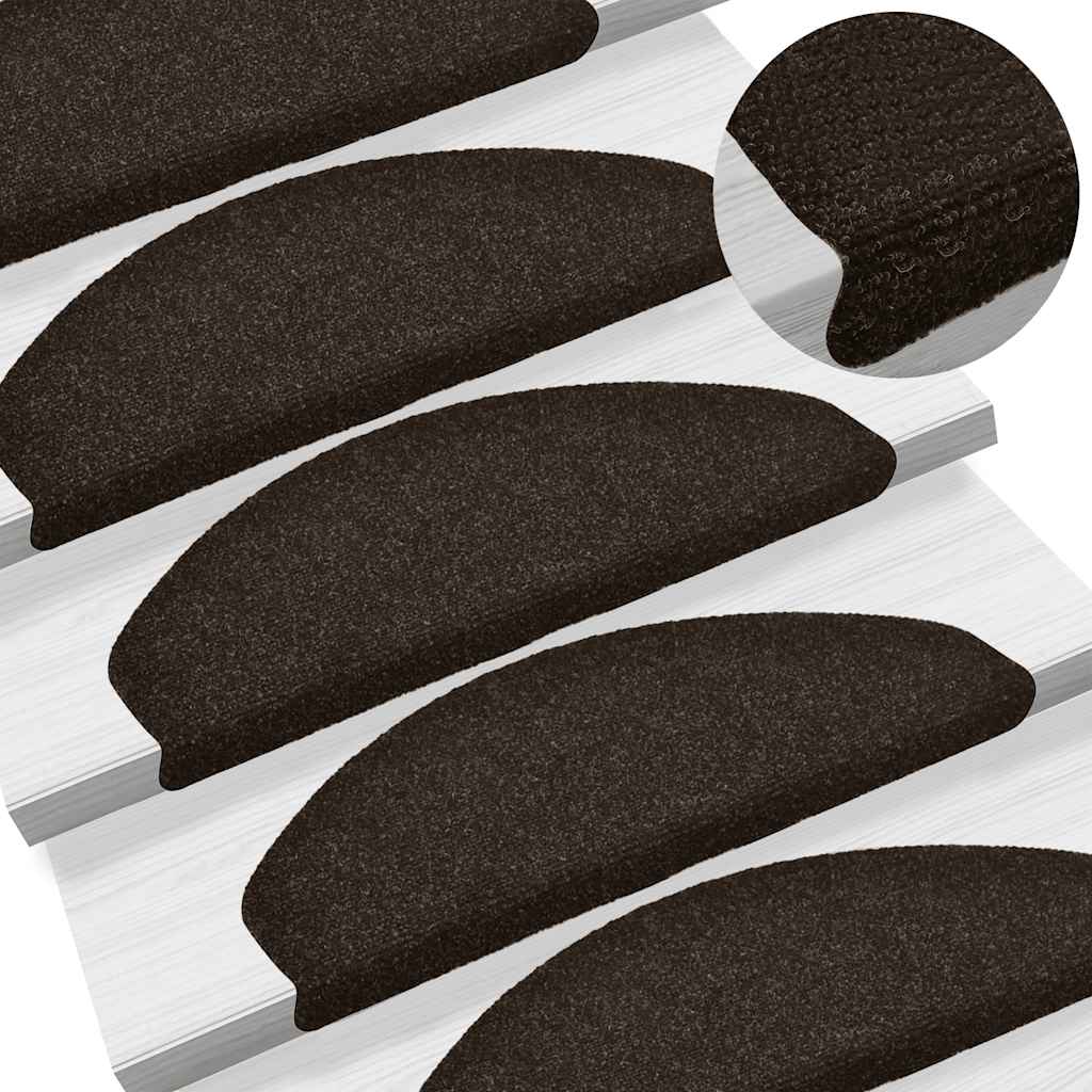 Stair Mats Self-adhesive 5 pcs 65x21x4 cm Dark Brown Half Round Large