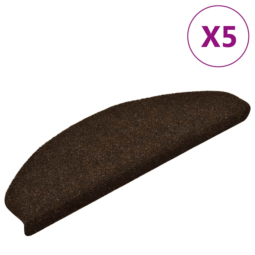 Stair Mats Self-adhesive 5 pcs 65x21x4 cm Brown Half Round Large