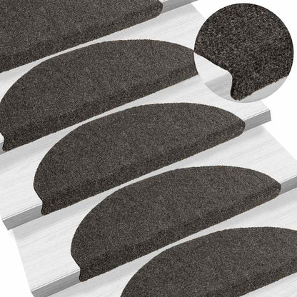 Stair Mats Self-adhesive 5 pcs 65x21x4 cm Anthracite Half Round Large