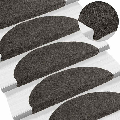 Stair Mats Self-adhesive 10 pcs 65x21x4 cm Anthracite Half Round Large