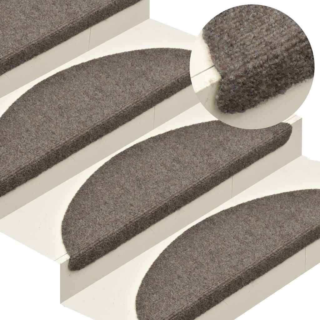 Stair Mats Self-adhesive 5 pcs 65x21x4 cm Beige Half Round Large