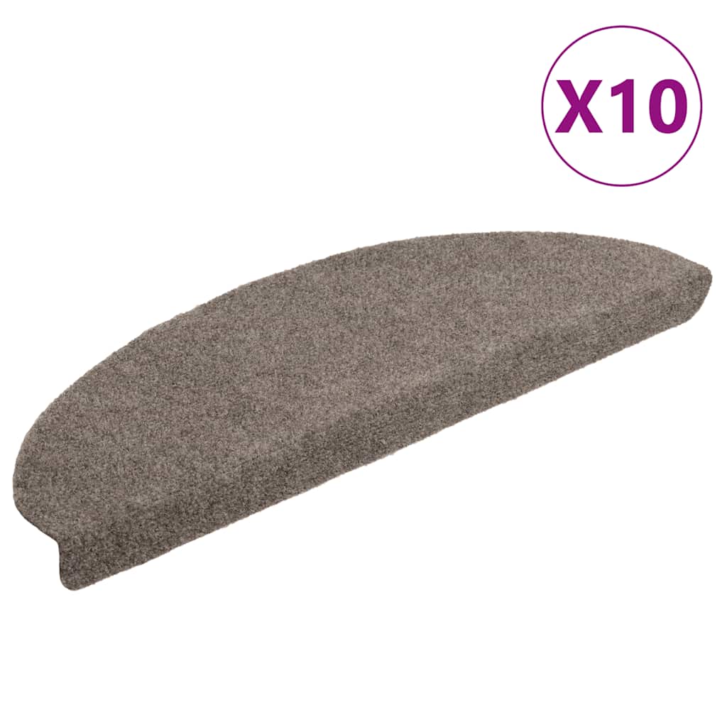 Stair Mats Self-adhesive 10 pcs 65x21x4 cm Beige Half Round Large