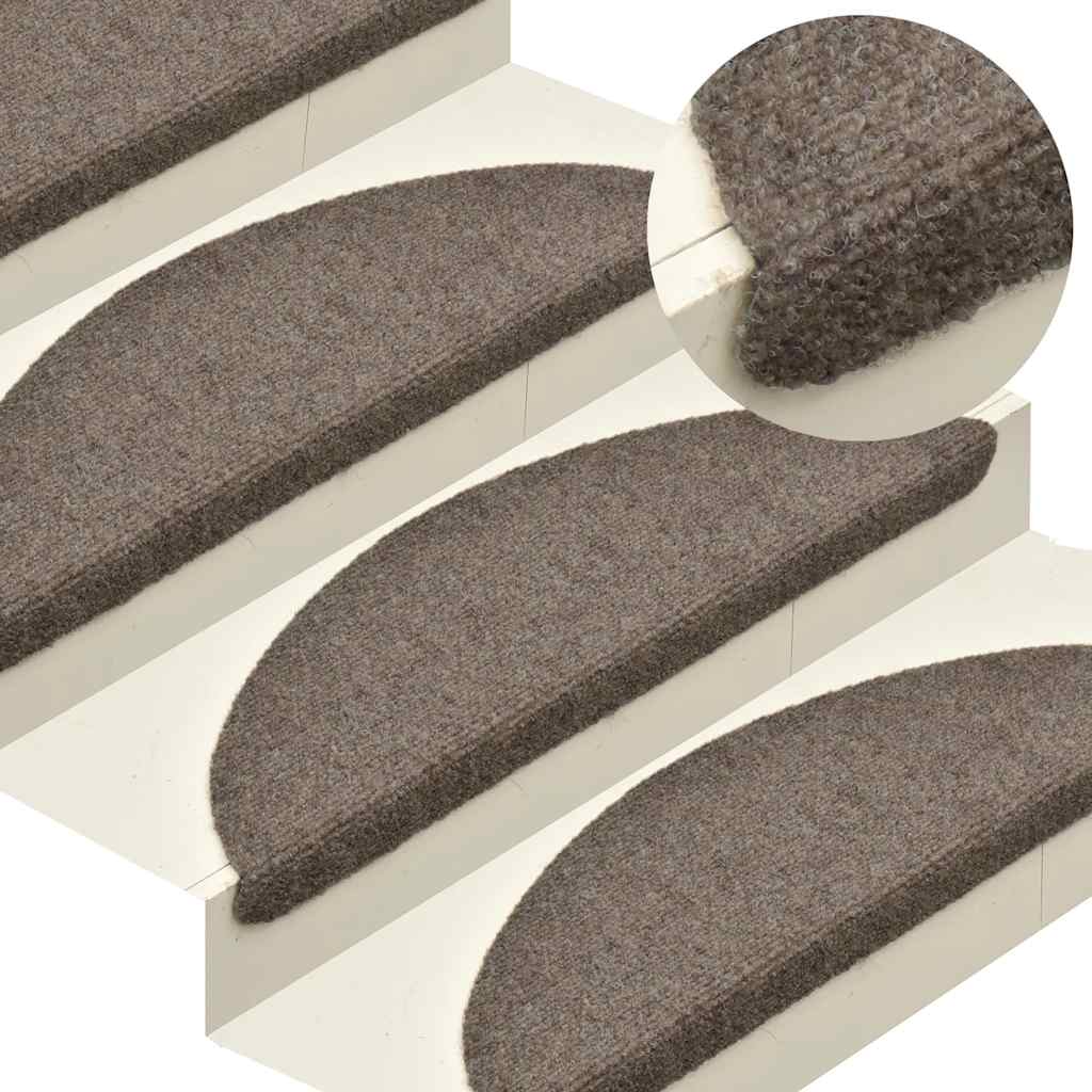 Stair Mats Self-adhesive 10 pcs 65x21x4 cm Beige Half Round Large
