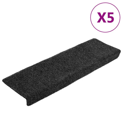 Stair Mats Self-adhesive 5 pcs 65x21x4 cm Dark Grey Rectangular Edge