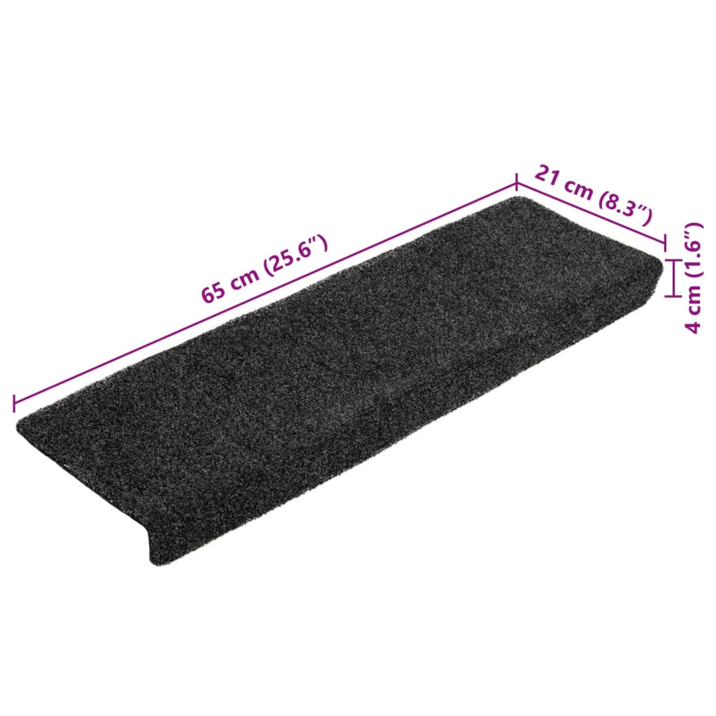 Stair Mats Self-adhesive 5 pcs 65x21x4 cm Dark Grey Rectangular Edge