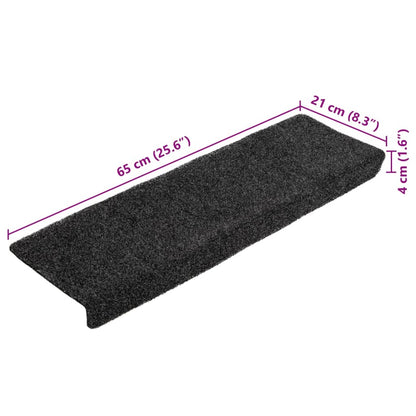 Stair Mats Self-adhesive 10 pcs 65x21x4 cm Dark Grey Rectangular Edge