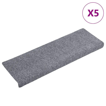 Stair Mats Self-adhesive 5 pcs 65x21x4 cm Light Grey Rectangular Edge
