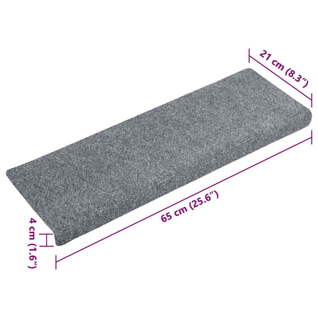 Stair Mats Self-adhesive 5 pcs 65x21x4 cm Light Grey Rectangular Edge