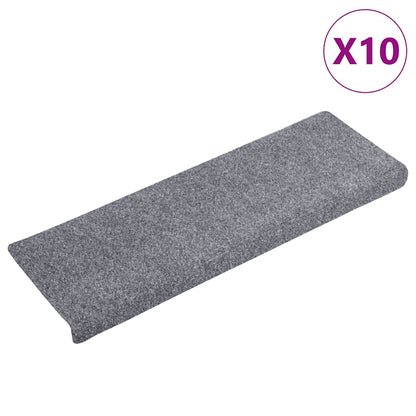 Stair Mats Self-adhesive 10 pcs 65x21x4 cm Light Grey Rectangular Edge