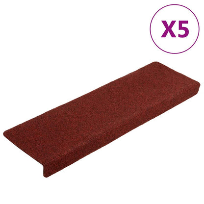 Stair Mats Self-adhesive 5 pcs 65x21x4 cm Bordeaux Red Rectangular Edge