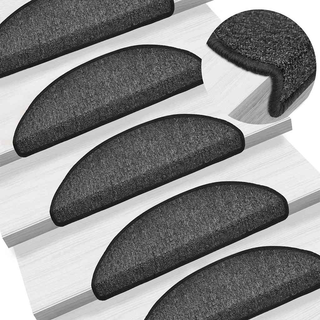 Stair Mats 10 pcs 56x17x3 cm Anthracite Half Round