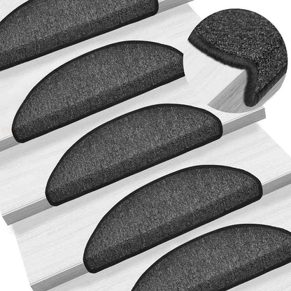 Stair Mats 10 pcs 56x17x3 cm Anthracite Half Round