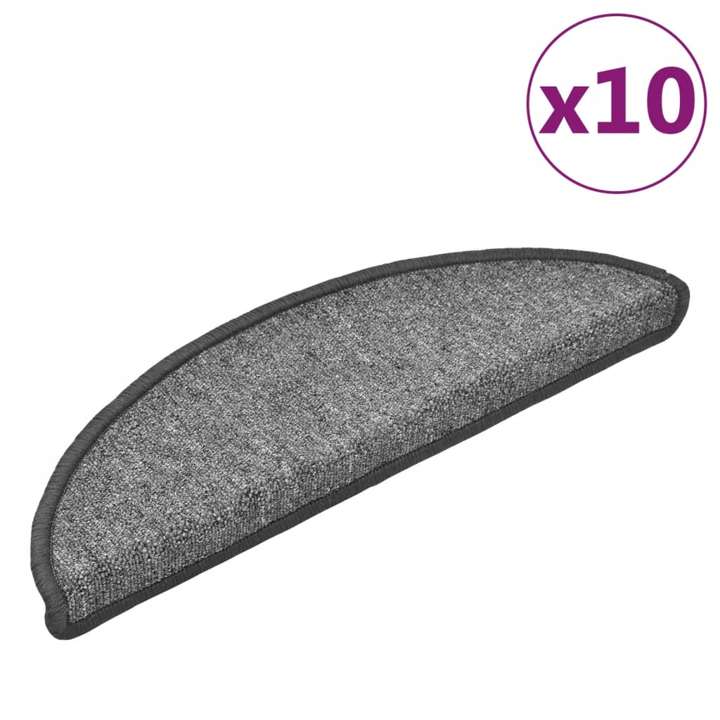 Stair Mats 10 pcs 56x17x3 cm Dark Grey Half Round