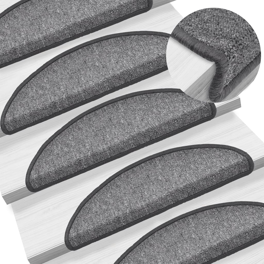 Stair Mats 10 pcs 56x17x3 cm Dark Grey Half Round