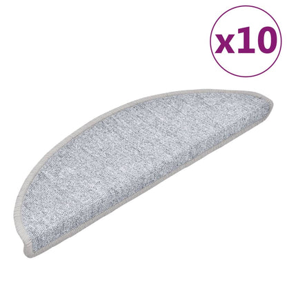 Stair Mats 10 pcs 56x17x3 cm Light Grey Half Round