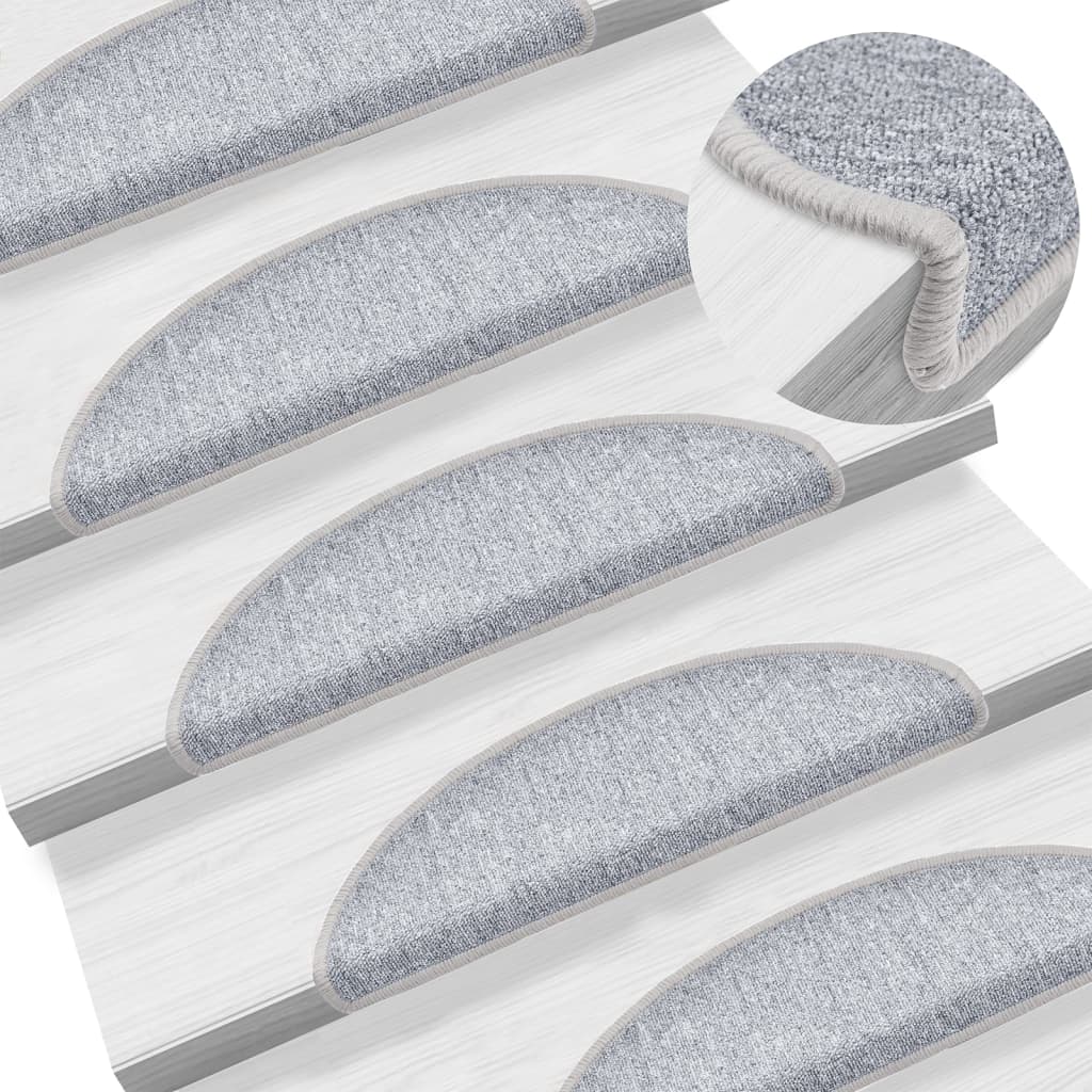 Stair Mats 10 pcs 56x17x3 cm Light Grey Half Round