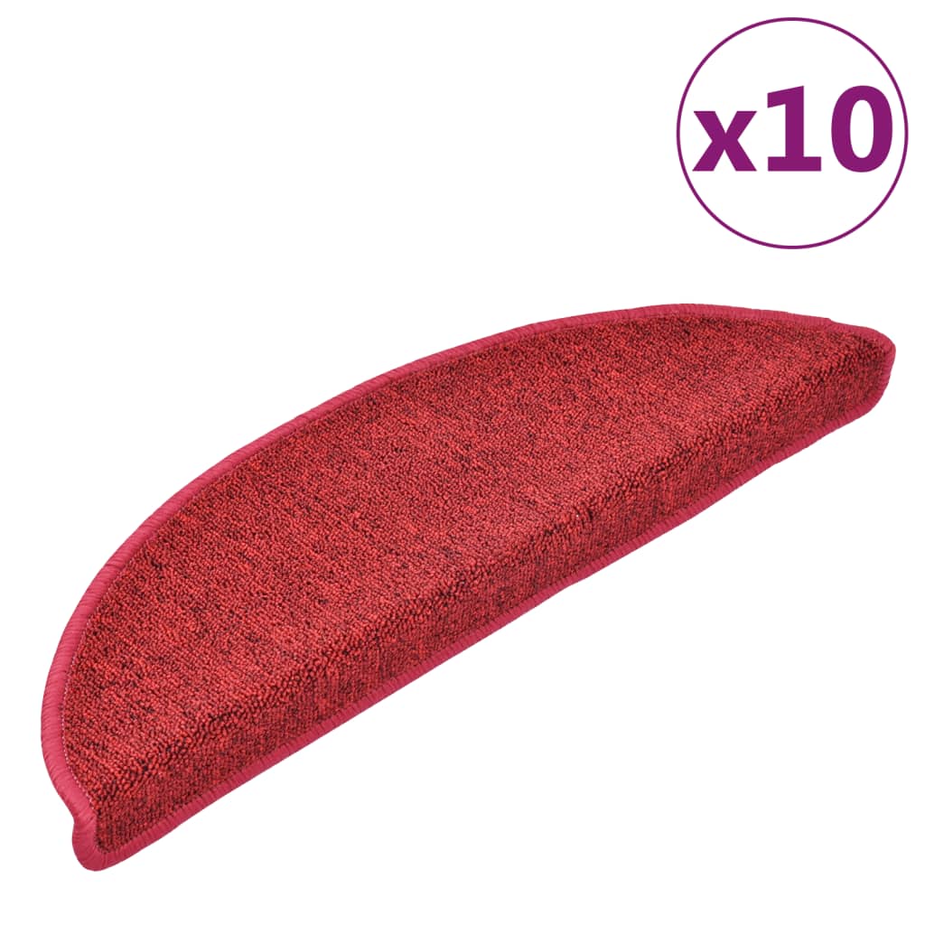 Stair Mats 10 pcs 56x17x3 cm Red Half Round