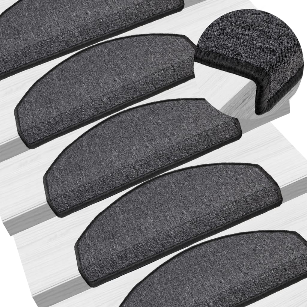 Stair Mats 10 pcs 65x24x4 cm Anthracite Half Round Large