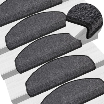 Stair Mats 10 pcs 65x24x4 cm Anthracite Half Round Large