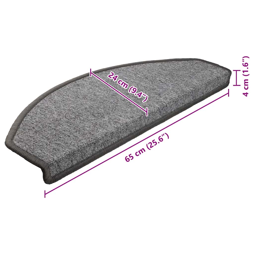 Stair Mats 10 pcs 65x24x4 cm Dark Grey Half Round Large