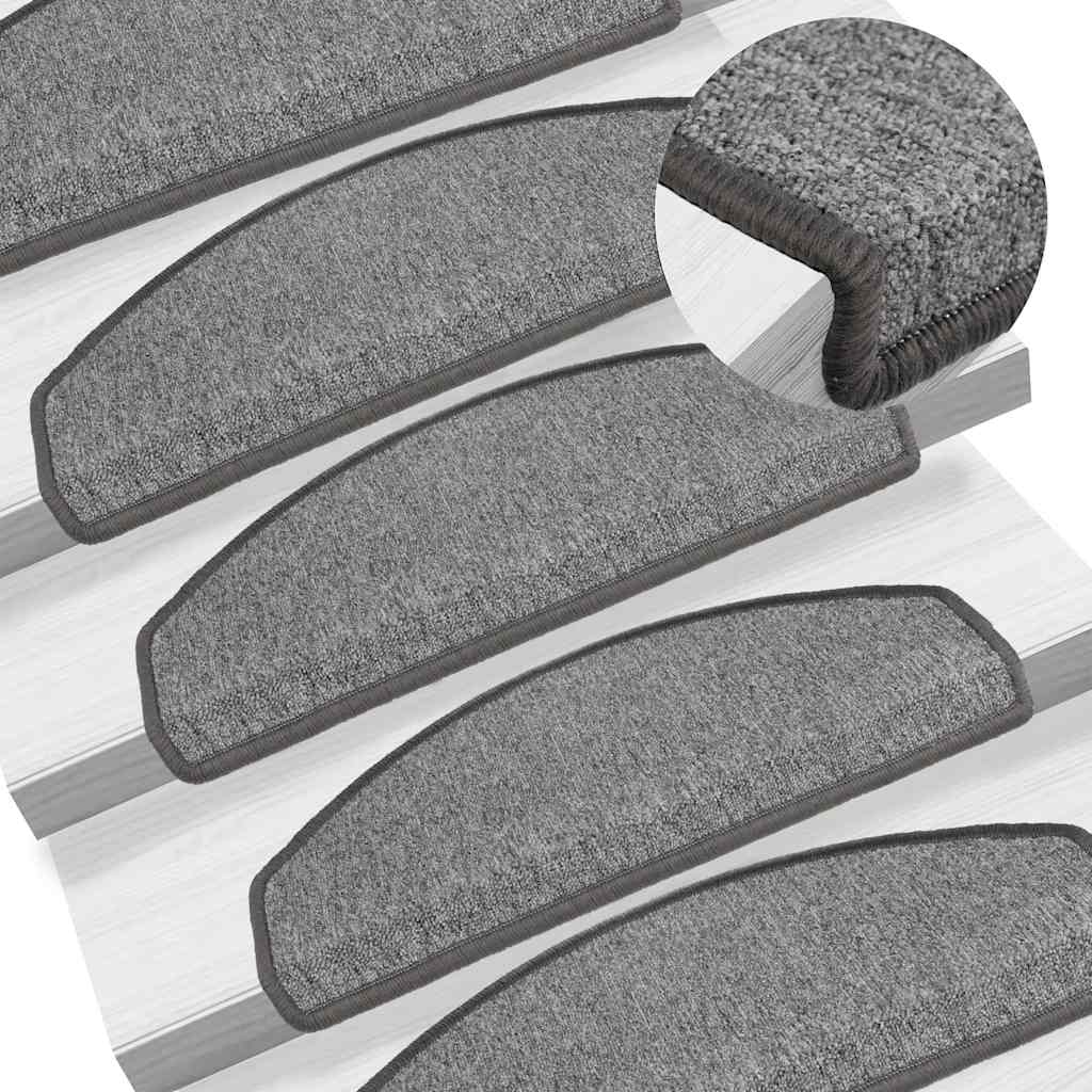 Stair Mats 10 pcs 65x24x4 cm Dark Grey Half Round Large