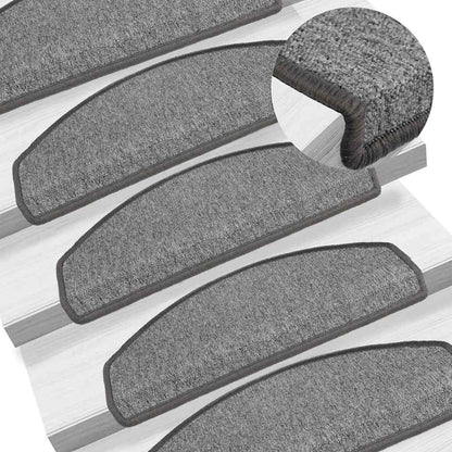 Stair Mats 10 pcs 65x24x4 cm Dark Grey Half Round Large
