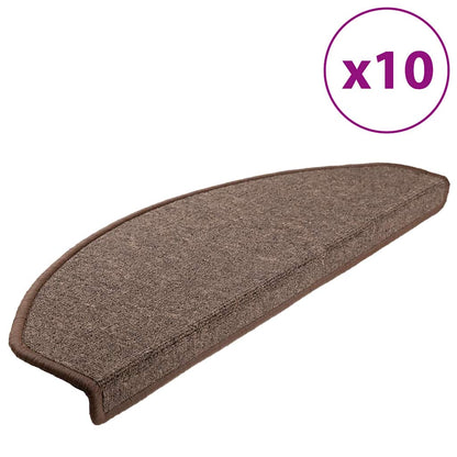 Stair Mats 10 pcs 65x24x4 cm Coffee Brown Half Round Large