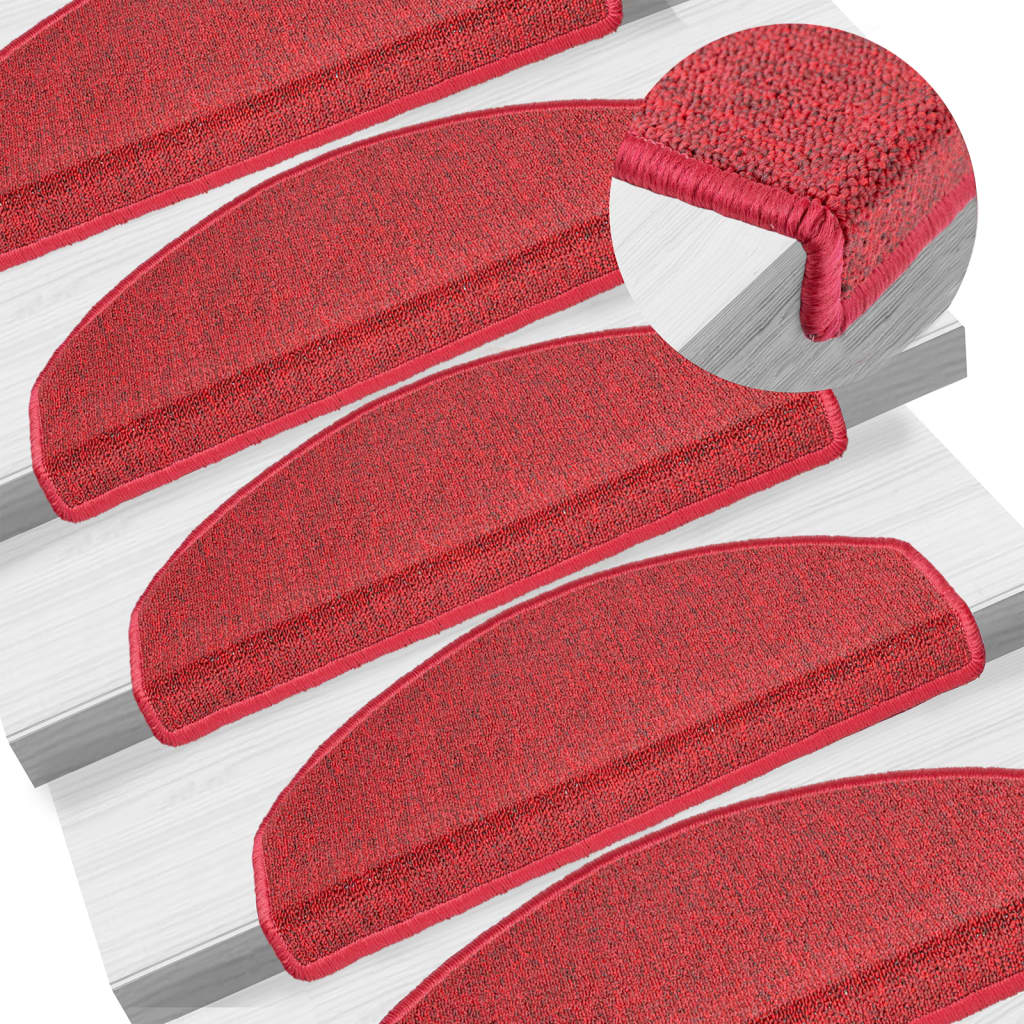 Stair Mats 10 pcs 65x24x4 cm Red Half Round Large