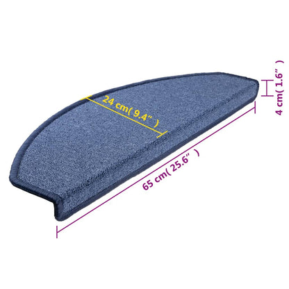 Stair Mats 10 pcs 65x24x4 cm Blue Half Round Large