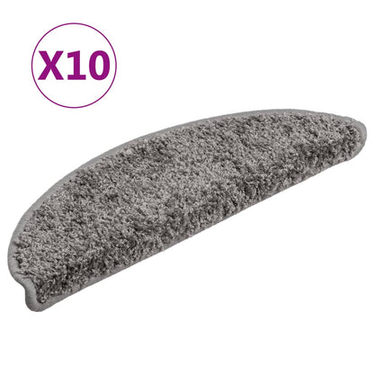 Stair Mats 10 pcs 56x17x3 cm Grey Half Round