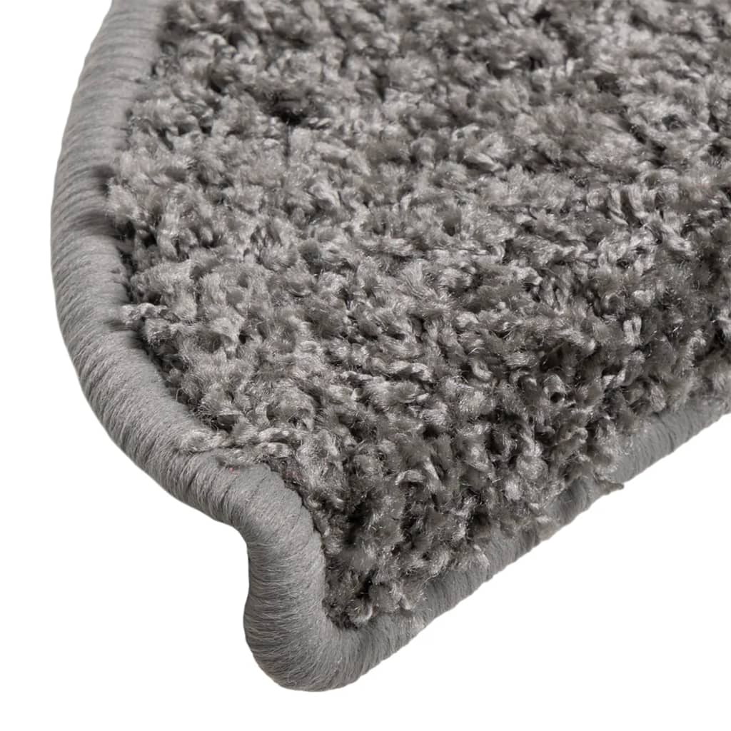 Stair Mats 10 pcs 56x17x3 cm Grey Half Round