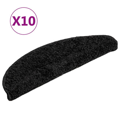 Stair Mats 10 pcs 56x17x3 cm Black Half Round