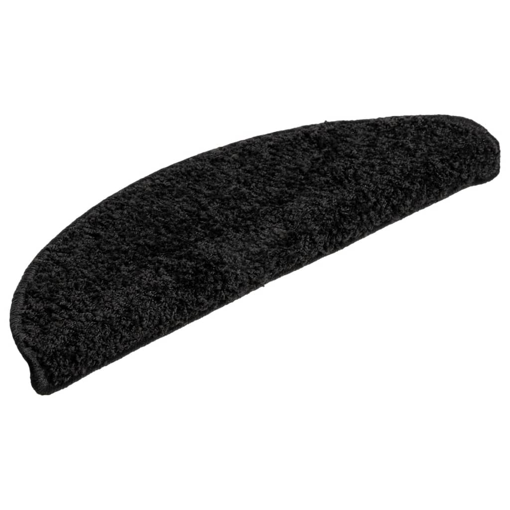 Stair Mats 10 pcs 56x17x3 cm Black Half Round