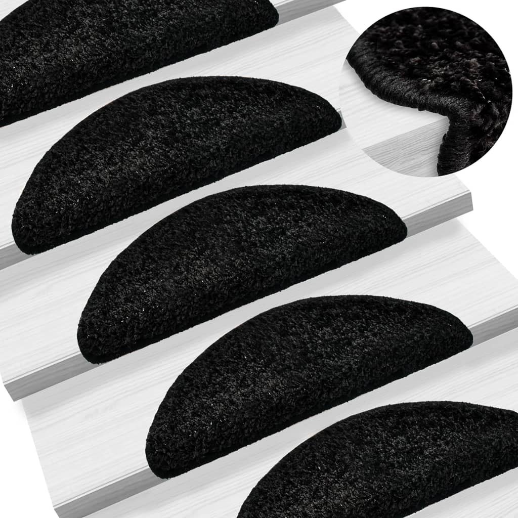 Stair Mats 10 pcs 56x17x3 cm Black Half Round
