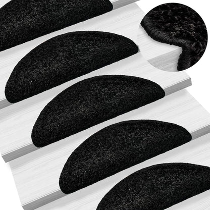 Stair Mats 10 pcs 56x17x3 cm Black Half Round