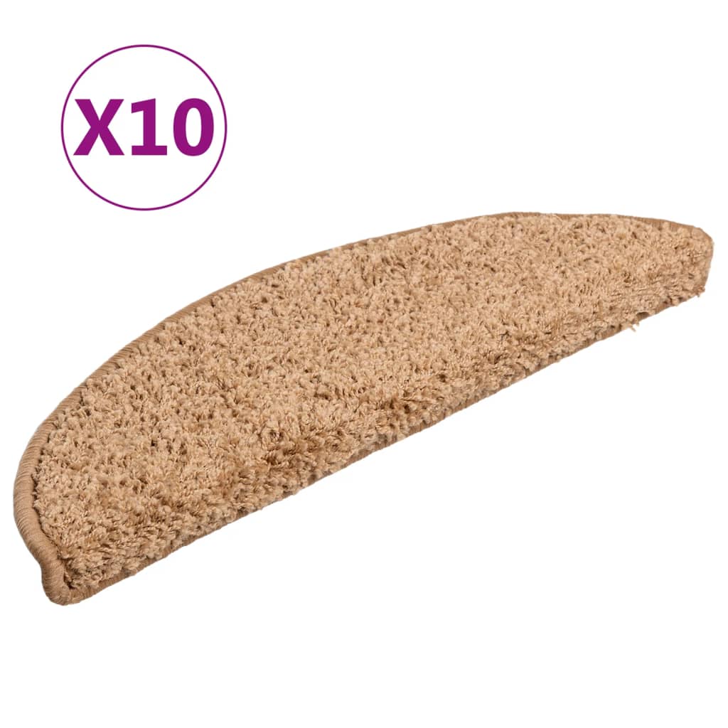 Stair Mats 10 pcs 56x17x3 cm Beige Half Round