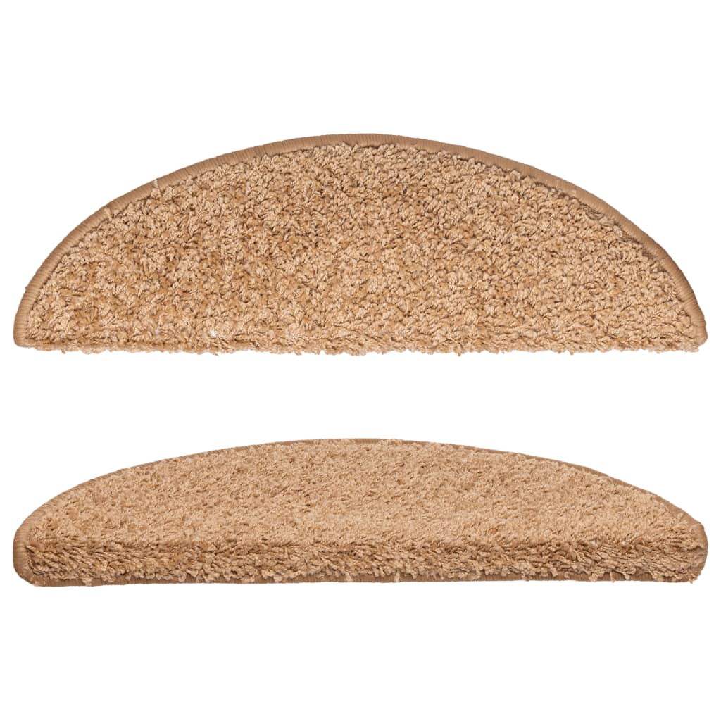 Stair Mats 10 pcs 56x17x3 cm Beige Half Round
