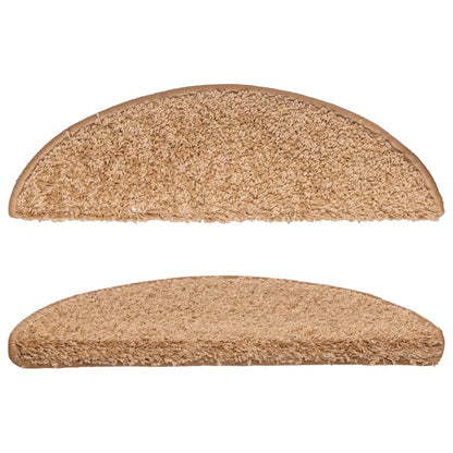 Stair Mats 10 pcs 56x17x3 cm Beige Half Round