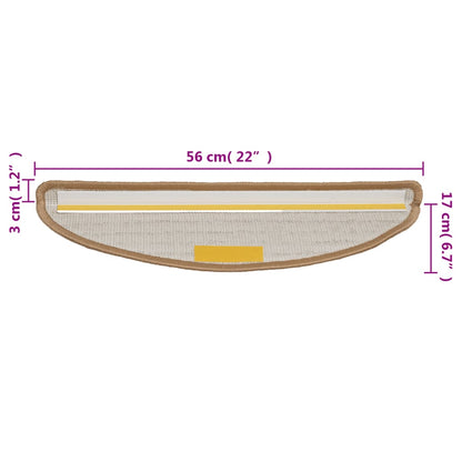 Stair Mats 10 pcs 56x17x3 cm Beige Half Round