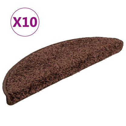 Stair Mats 10 pcs 56x17x3 cm Brown Half Round