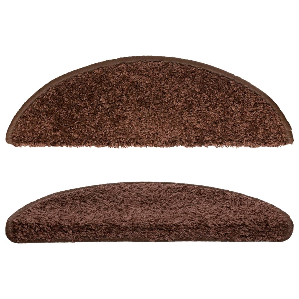 Stair Mats 10 pcs 56x17x3 cm Brown Half Round