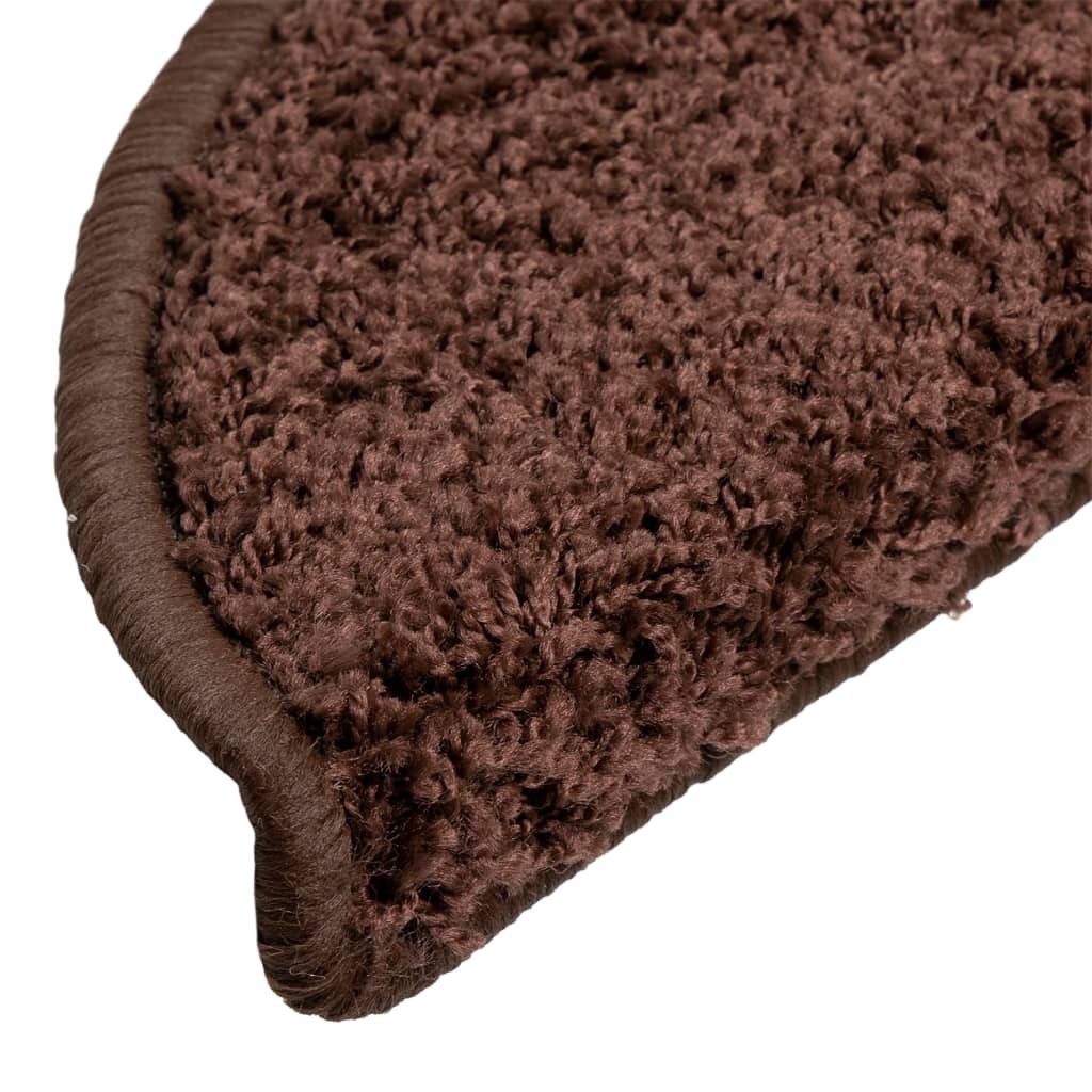 Stair Mats 10 pcs 56x17x3 cm Brown Half Round