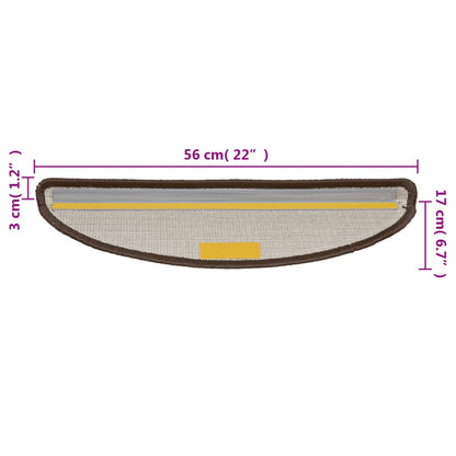 Stair Mats 10 pcs 56x17x3 cm Brown Half Round