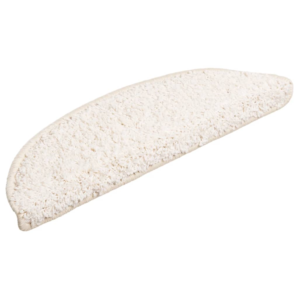 Stair Mats 10 pcs 56x17x3 cm White Half Round