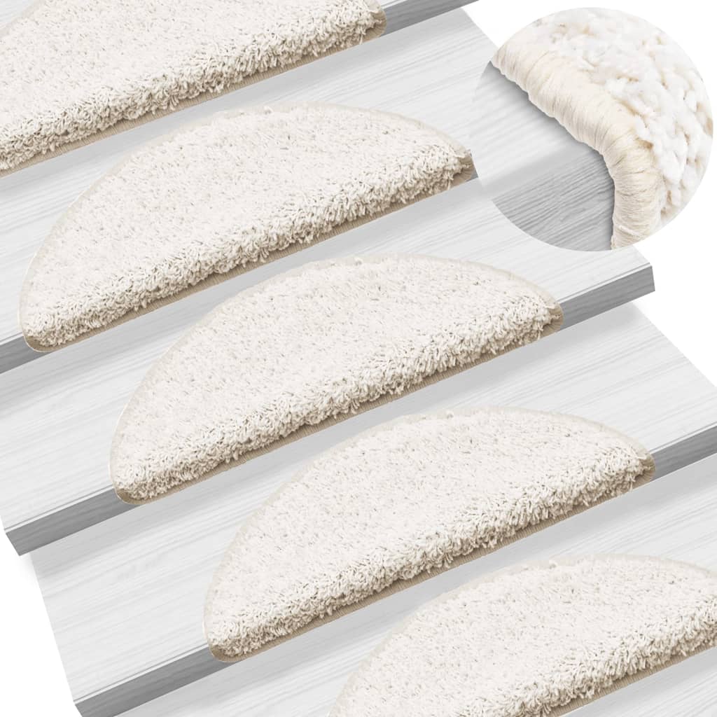 Stair Mats 10 pcs 56x17x3 cm White Half Round