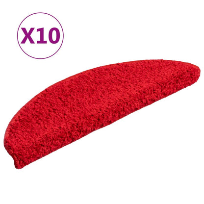 Stair Mats 10 pcs 56x17x3 cm Red Half Round